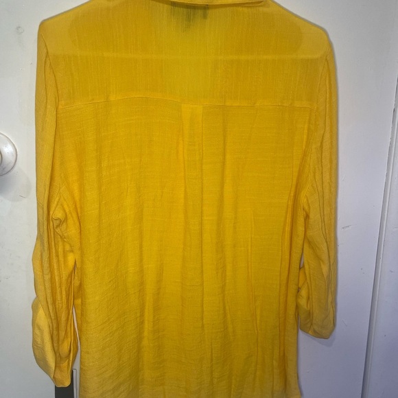 BCX Yellow 3/4 Sleeve Notched Collar Blouse - Picture 5 of 5